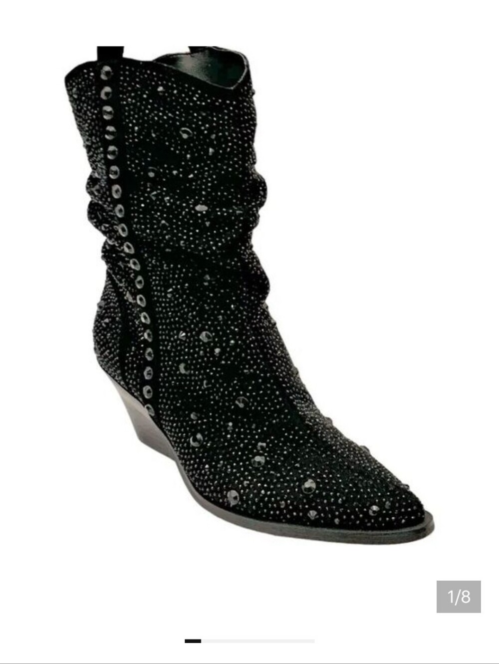 Jessica Simpson Black Rhinestone Suede Western Ankle Boots